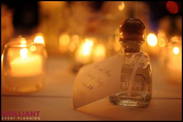 Tequila escort cards and favors